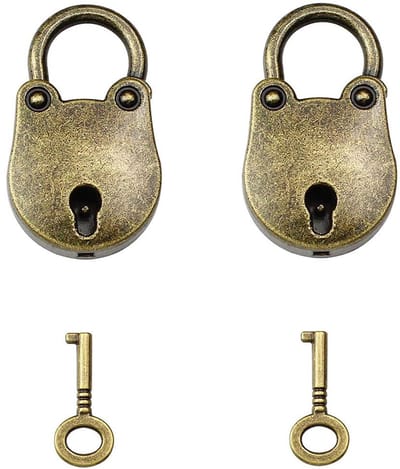 Cosensi - Mini Padlocks - Vintage Slot - Duurzaam en Retro - Bronzen Kleur - Sleutel Slot - Perfect voor Sieraden en Dagboeken - 2 Stuks