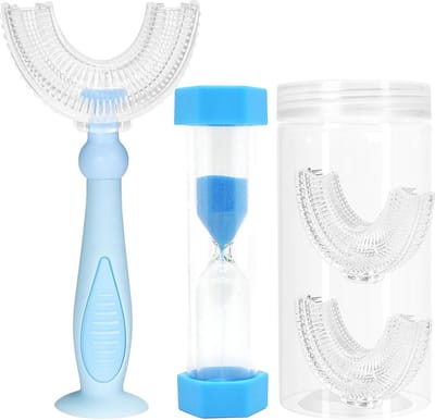 U-vormige tandenborstel - Kinder tandenborstel - Mondhygiëne kind - 360 graden reiniging - Voor 6-12 jaar - Blauw