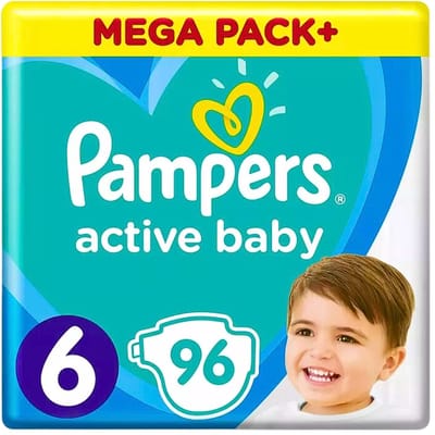 Pampers - Active Baby - Luiers - Maat 6 (13-18 kg) - Extra Groot - 96 Luiers - 1 stuk