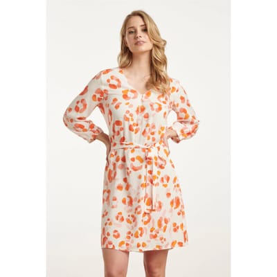 Smashed Lemon 25163 korte jurk met perzik dierenprint |