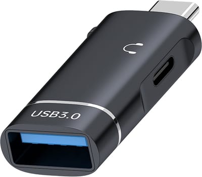 USB-C naar USB-C + USB 3.0 - Adapter kabel koppelstuk converter - Geschikt voor Telefoon en Laptop - zwart