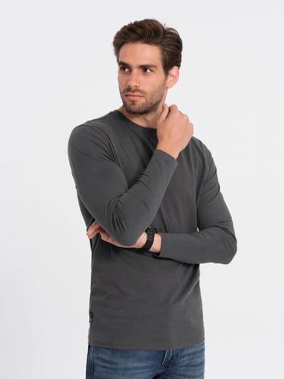 OMBRE Longsleeve - Regular Fit - Katoen - Lange Mouw Donkergrijs S