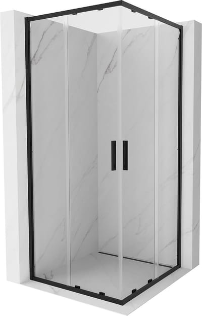 Mexen Exo vierkante douchecabine met schuifdeur 85 x 85 , transparant, zwart - 8111-085-085-70-00