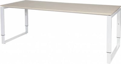Verstelbaar Bureau - Domino Plus 200x80 Eiken - wit frame