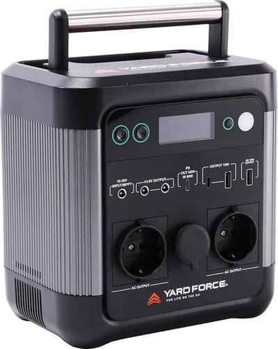 Yard Force LX PS600 - Powerstation - 518Wh - Batterij-Backup met 1200W Piek Pure Sine Wave AC Uitgangen - Zonnestroom Generator voor Camping, Woonwagen, Huisgebruik, Noordstroomvoorziening