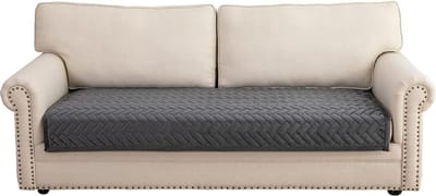 Bankhoes anti-slip donkergrijs voor L-vorm chaise longue-hoekbank - 3-zits/2-zits - woonkamer stoel honden huisdieren - 90 x 180 cm