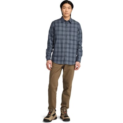 Timberland Herringbone Flannel Plaid Shirt Drk Sapphire Yd Taglia: M | Camicie Casual Outlet | Uomo | Blu