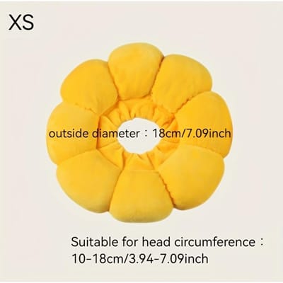 Zachte Aanraking| Verstelbare Zonnebloem Herstelkraag voor Katten & Kleine Honden - Zacht Polyester, Cartoon Design, Anti-Likken & Krabben XS yellow