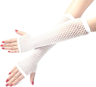 Dailygoods- Handschoenen Dames - Lange Mesh - Ademend Nylon - Elegant - Slip-On - Lichtgewicht - Perfect voor Halloween - Kostuumhandschoenen