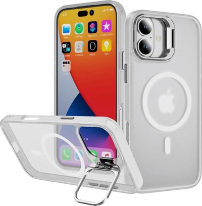 Hoesje Geschikt voor Apple iPhone 16 - Compatibel met MagSafe & Qi2 - Back Cover met Standaard - Camera Kickstand - Transparant