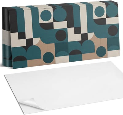 Coloray Plaktegels - Abstracte vormen en vormen Zelfklevende Wandtegels - 40 cm x 20 cm - Turkoois Plaktegels - 10 stuks - Rechthoek PVC Tegels - Plaktegels Badkamer - Vloertegels Zelfklevend - Vinyl Tegels - Portugese Tegels