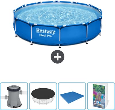 Bestway Rond Steel Pro Zwembad - 366 x 76 cm - Blauw - Inclusief Pomp Afdekzeil - Grondzeil - Zwembadgids