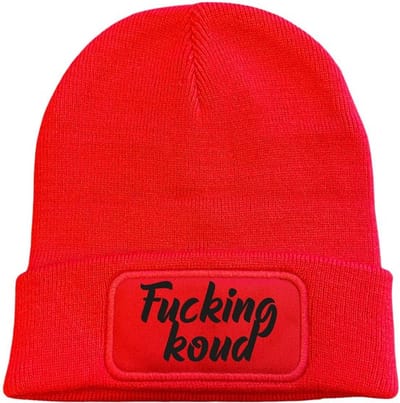Fucking koud wintermuts rood | zwart - soBAD. | Wintersport | Après ski verkleedkleren | Unisex | Heren en Dames Beanie