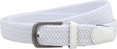 Houtkamp Witte Elastische riem - Dames en Heren - Rekbare Riem - Afgeronde Gesp - Stretch Elastiek - Wit - Lengte totaal 110 cm / Riemmaat 95