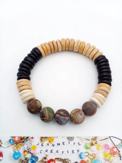 Jeannette-Creatief® - Surf & Sea - Kokos Jaspis 10 mm kralen - Armband - Kokos - Natuursteen - Jaspis - Herenarmband - surfarmband - herenarmband - kokosarmband - kokos armband - Vaderdag - Vaderdagcadeaus