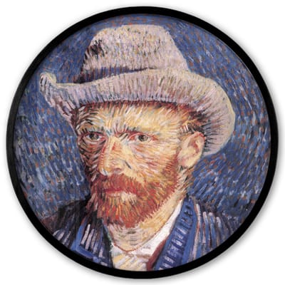 Poster in lijst Rond - Fotolijst 40x40 cm - Posters - Zelfportret met grijze vilthoed - Vincent van Gogh - Ronde posterlijst zwart - Decoratie - Wanddecoratie woonkamer - Muurdecoratie slaapkamer