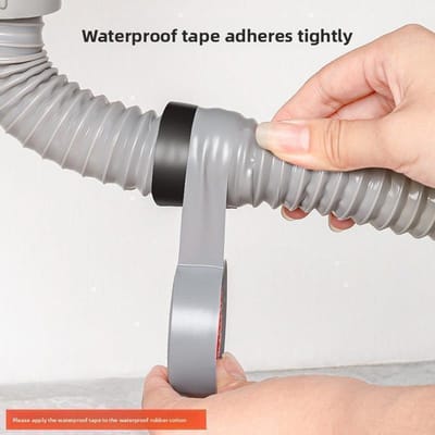 Ruban de réparation de fuite de tuyau d'arrosage Cuisine imperméable et auto-adhésif Outil de réparation de fissure pour tuyau d'évacuation d'égout autocollant gris