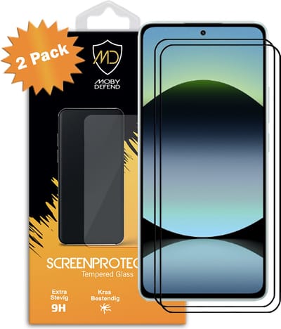 2-Pack MobyDefend Screenprotectors - Geschikt voor Xiaomi Redmi Note 14 5G - Screensavers Met Zwarte Randen - Gehard Glas