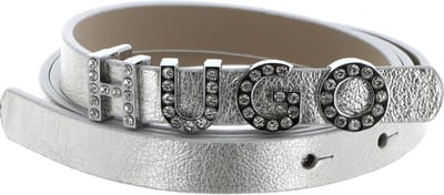 HUGO Leren Riem Zula-S-L Sz15 Leather Belt W85 Silver Zilverkleurig