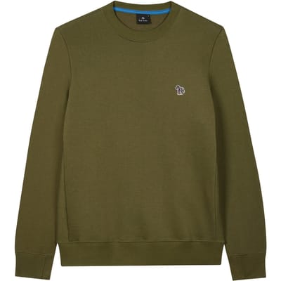 Paul Smith Mens Reg Fit Sweatshirt Zebra Olive Green Maat: S | Sweaters Outlet | Heren | Groen