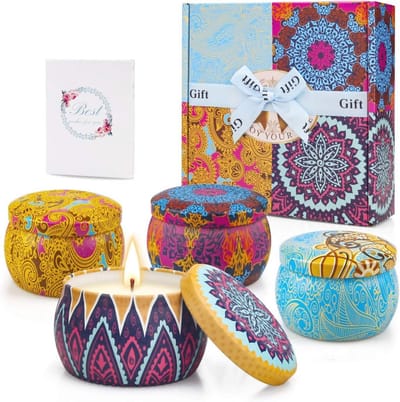 Geurkaarsen Set van 4 in Blikjes - 4,4 oz Sojawas - Duurzaam voor 30 Uur - Perfect Cadeau voor Speciale Gelegenheden
