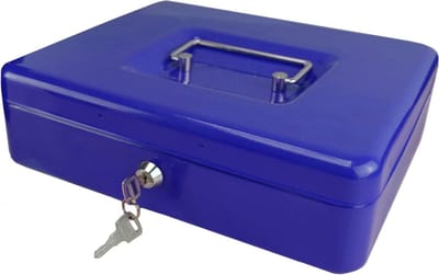 Geldkist - Blauw - Sleutel slot - Kassa - 20 x 16 x 9cm