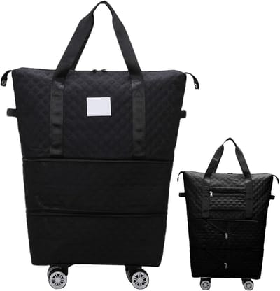 Reis Tassen - Koffer Tas - Reizen - Inklapbaar met Wielen - Handbagage - Zwart