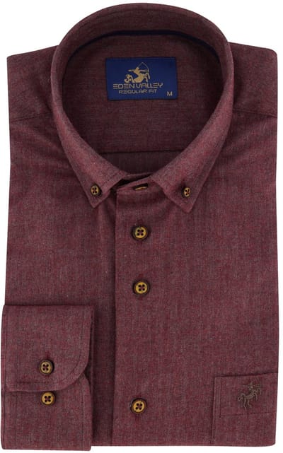 Normale fit overhemd Eden Valley bordeaux katoen