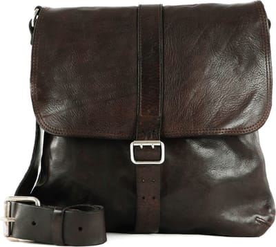 CAMPOMAGGI Leren Schoudertas Saturno Crossbody Bag Moro Donkerbruin