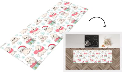 Keukenloper - Loper keuken - Zeehonden - Kinderen - Kerst - Winter - Patroon - 150x50 cm - Keukenloper vinyl