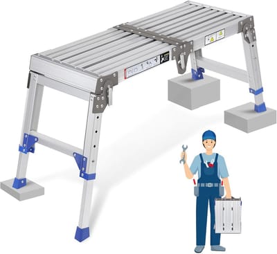 Inklapbaar aluminium werkplatform tot 362 kg – Verstelbare ladder en platformladder met veiligheidssloten