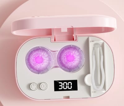 Draagbare contactlensreiniger, ultrasone lensirrigator en ontsmettingsmiddel, Type-C opladen, vijf snelheden - Wit