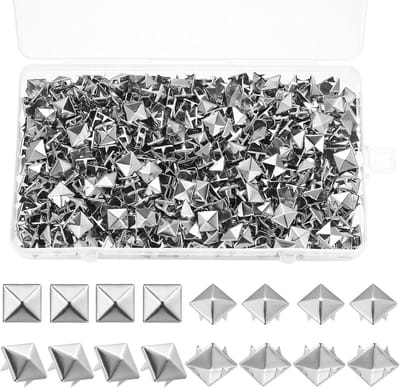 600-Piece Square Metal Staples - Zilveren Nietjes voor Leer - DIY Pyramid Studs Rivets Set voor Kleding - Pyramidites voor Tassen - Riemen - Jassen en Accessoires