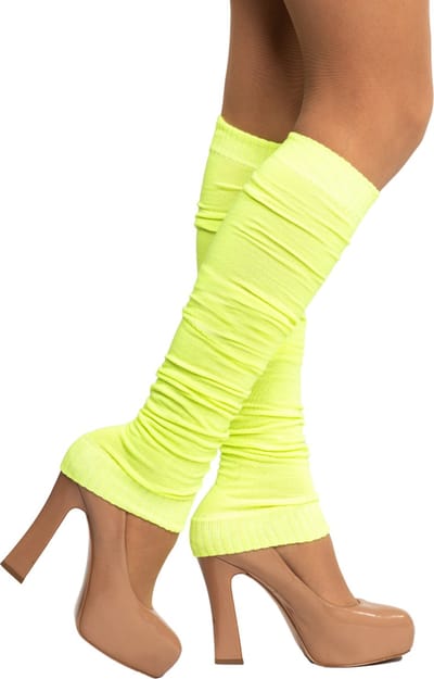 Partychimp Beenwarmers voor bij Carnavalskleding Dames Carnaval Accessoires Verkleedkleren Volwassenen - Neon Geel- Katoen/Polyamide/Elastaan - One-Size