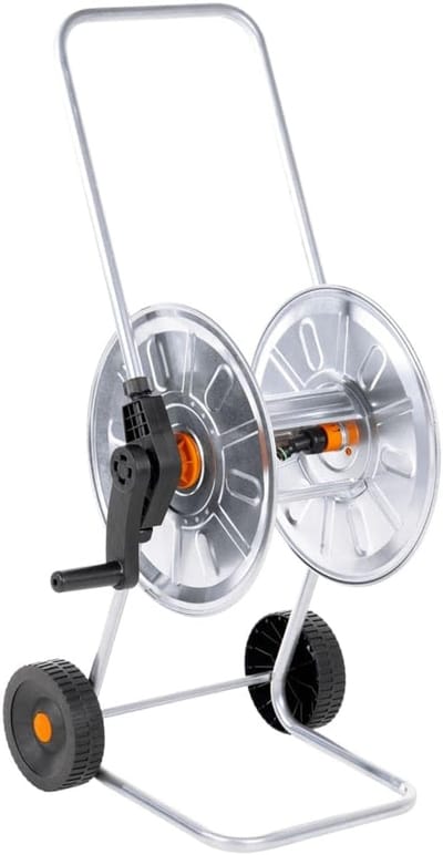 Slanghaspel Tuinslang - Slangwagen - Tuin Water Geven - Stabiele Stalen Constructie - 50 Meter - Zilver Zwart
