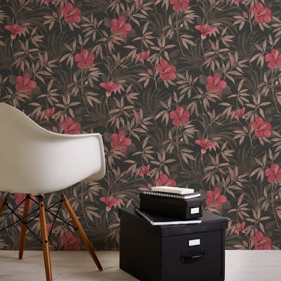 BLOEMEN BEHANG | Botanisch - bruin rood zwart - A.S. Création Cuba