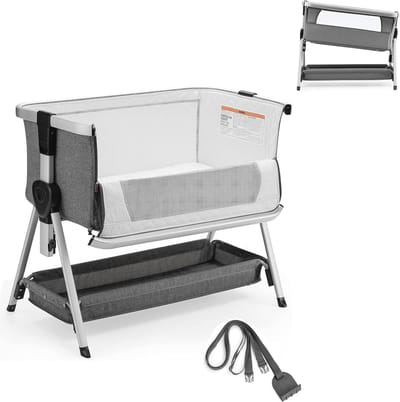 Inklapbaar 2-in-1 Babybed met Aanpasbare Hoogte en Wielen - Comfortabel Reisbed voor Zuigelingen
