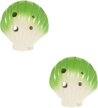 Keramische Ocarina - 6-Gats Fluit - Muziek Leren - Schattige Schelpvorm - 2 Stuks - Groen