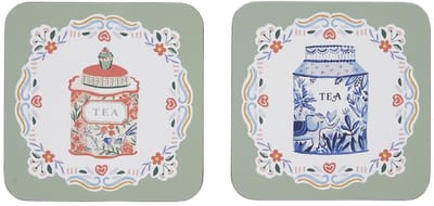 Onderzetters Tea Tins - VIER stuks - Onderzetter voor mok glas of beker