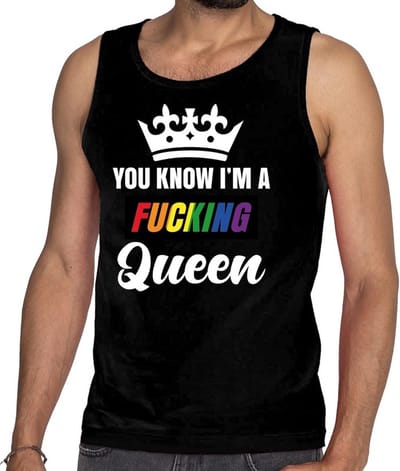 Zwart You know i am a fucking Queen gay pride tanktop / mouwloos shirt heren S