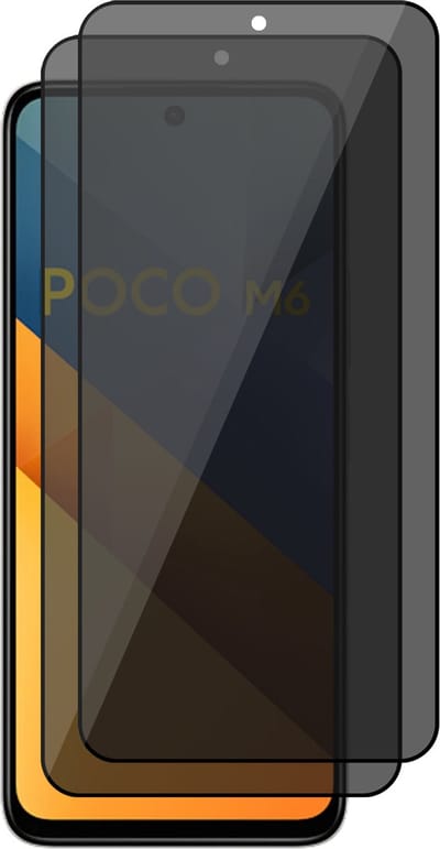 Privacy Screenprotector geschikt voor Poco M6 - 2x Volledig Dekkend Glas Screen Protector