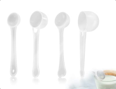 Dailygoods- Maatlepel Set 4 Stuks - Transparant - Met Schaal - Voor Koken/Bakken - 1g/3g/5g/10g - Duurzaam PP Materiaal - Maatbeker