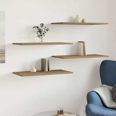 vidaXL - Wandschappen - 4 - st - 60x30x1,5 - cm - bewerkt - hout - artisanaal - eiken
