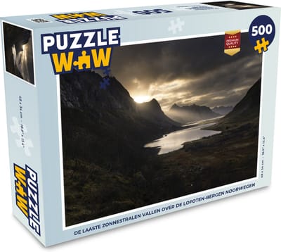 Puzzel De laaste zonnestralen vallen over de Lofoten-bergen Noorwegen - Legpuzzel - Puzzel 500 stukjes