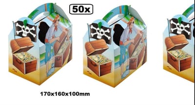 50x Happy kids menubox Pirates of the sea - menu box take away restaurant festival thema party friet hamburger