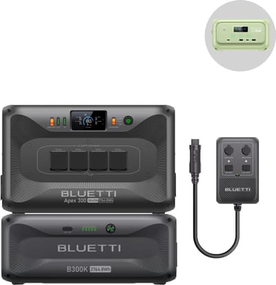 BLUETTI Apex 300& B300K - 5529,6 Wh - 3840W - Duurzame energie - LiFePO4 - Hub D1 Stroomhub -voor een levensduur van 17 jaar- APP- Plug-and-play installatie met directe UPS-omschakeling binnen 20 ms