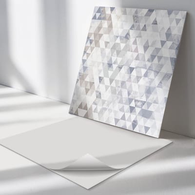 Wallfluent Vinyl Tegels - Geometrisch Driehoekspatroon Vinyl Wandtegels - 30 cm x 30 cm - Grijs PVC Tegels - Verpakking van 9 stuks - Vierkant PVC Tegels - Abstractie Plaktegels - Zelfklevende PVC Tegels - Plaktegels Keuken en Badkamer