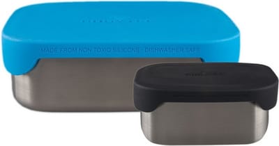Rubytec Superhero Duo Lunchbox - 0,8 L + 0,3 L - RVS Broodtrommel - Vaatwasserbestendig - Inclusief verdeler - 17.3 x 13.3 x 6.2 cm - Blauw