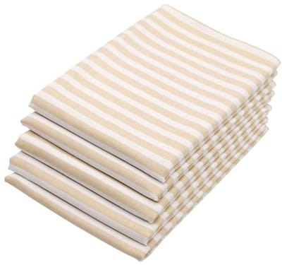 Set van 5 gestreepte theedoeken - 50x70 cm, Ecru Wit Katoen