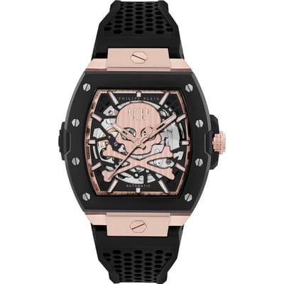 Philipp Plein The $Keleton2.0 PWJFA0225 Horloge - Siliconen - Zwart - Ø 44 mm